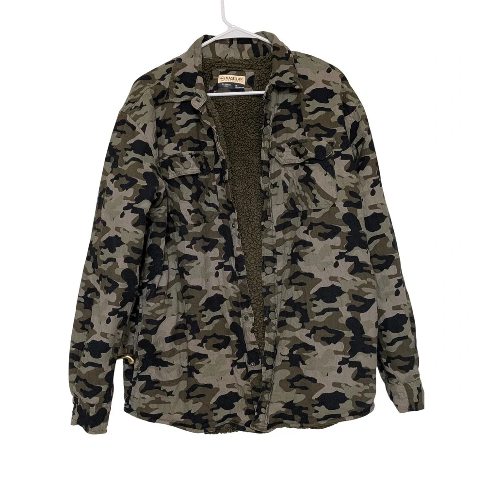 Magellan Classic Camouflage Sherpa Lined Flannel Shirt Jacket Men's Size M